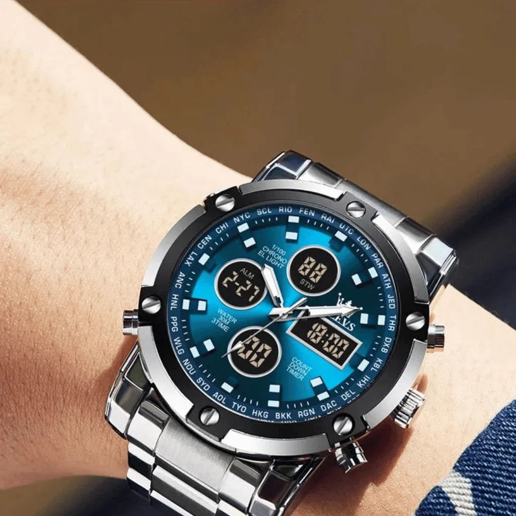 Olevs Montre Homme Chronographe Toulon | Bleue