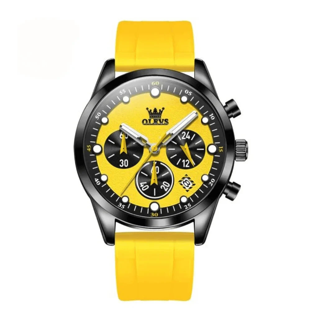 Olevs Montre Homme Sportive Marseille | Jaune